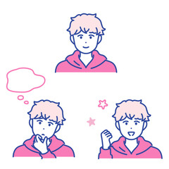 若い男性の表情イラストセット