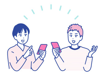 スマートフォンを持って会話する男性のイラスト素材
