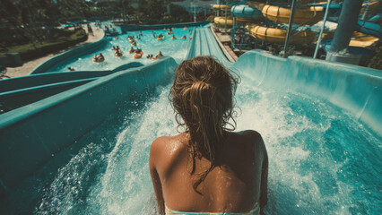 Woman on Waterslide