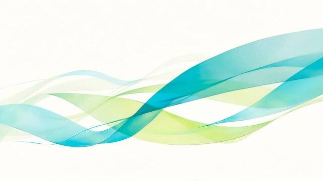 透明感のある明るいブルーとグリーンの曲線のイラスト背景