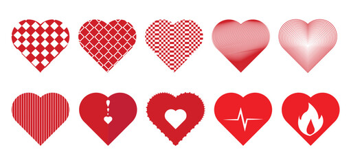 Collection of red heart designs for valentine's day