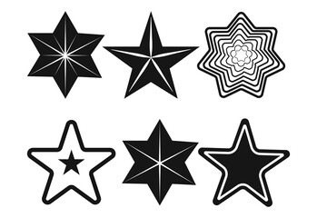 Star shapes collection: black and white star illustrations