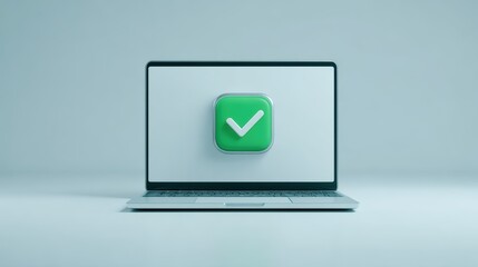 Laptop Complete Task: Success, Checkmark, Approved