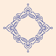 Decorative floral frame illustration in blue
