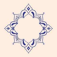 Ornamental floral frame design in blue