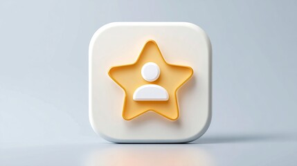 3D stylized icon with a star and person silhouette inside a rounded square