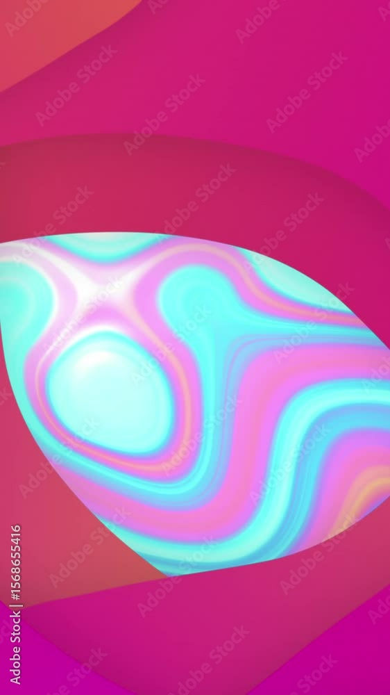 Poster animation of shapes over moving colourful background