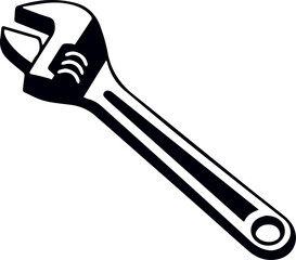 Vector of wrench on white background. Vector drawing of an adjustable wrench icon