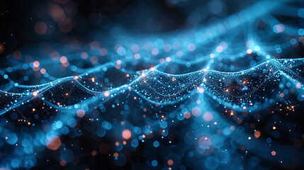 Abstract digital wave of glowing particles. (4)