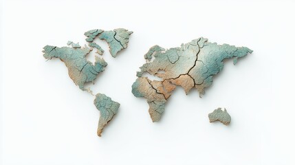 Global Crisis: Cracked Earth World Map Concept - background nature