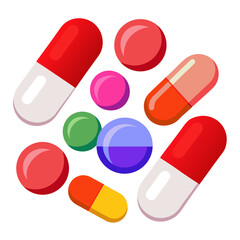 Assorted colorful pills and capsules medicine healthcare
