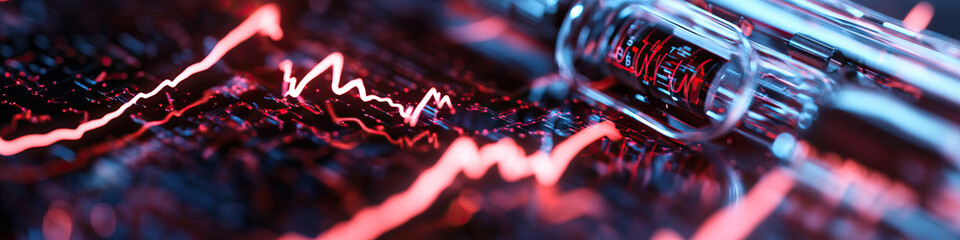 Glass Vial and Circuit Board with Stock Market Data