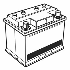 Car battery black and white illustration automotive power source