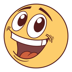 Cheerful yellow face with wide open mouth and big eyes emoji happy