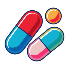 Colorful medicine capsules and pill health pharmaceutical