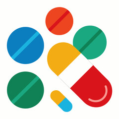 Colorful pills and capsule on white background medicine healthcare