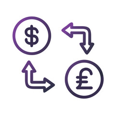 Currency exchange symbols with arrows dollar pound