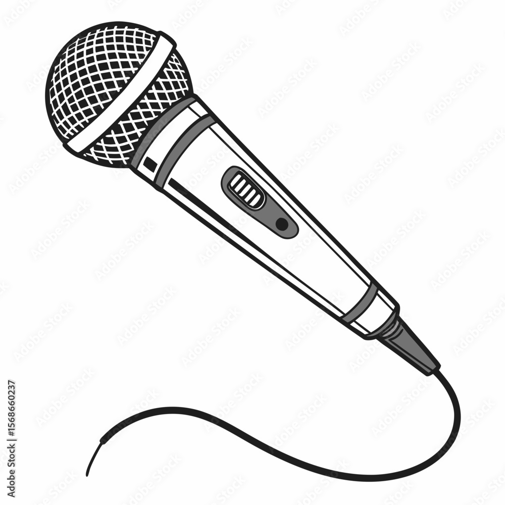 Poster dynamic microphone with cord audio sound