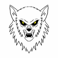 Fierce Werewolf Face With Yellow Eyes monster creature