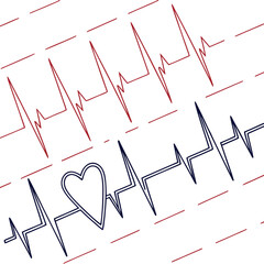 Heartbeat line with heart symbol electrocardiogram medical