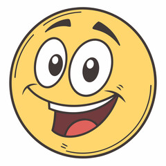 Joyful yellow face with wide open mouth and big eyes emoji emoticon