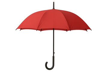 Red umbrella protecting from bad weather, isolated on transparent background, ready for photo editing