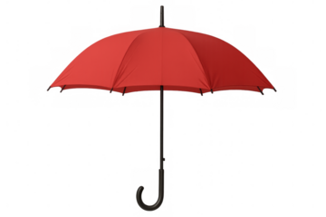 Red umbrella protecting from bad weather, isolated on transparent background, ready for photo editing