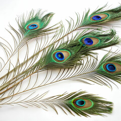 Obraz premium A majestic peacock on a white background.