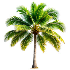 Fototapeta premium palm tree isolated on white transparent background. tropical tree with fresh green leaves, cutout png