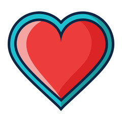 Red heart shape with blue outline and gradient love symbol