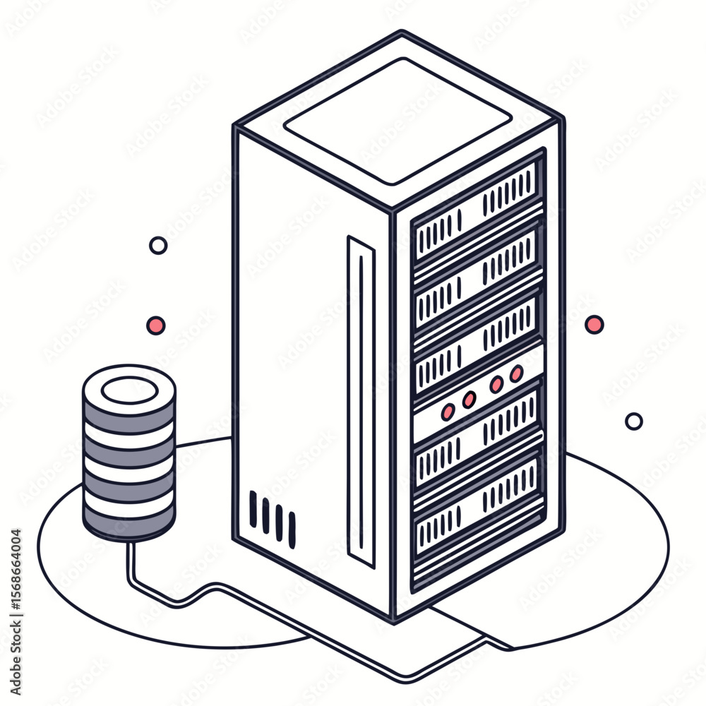 Poster server rack and data storage unit vector