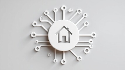 Digital illustration of a home icon within a circuit board, symbolizing smart home technology