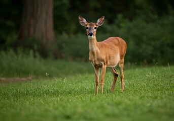 Fototapeta premium Wild Deer at Forest Edge in Golden Light