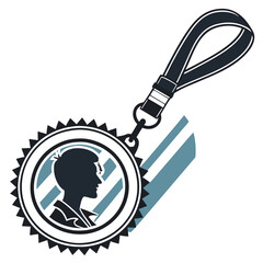 Silhouette profile badge with lanyard award