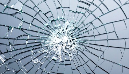 Close-up of a shattered glass screen with a spiderweb crack pattern