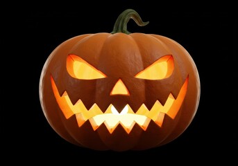 Fototapeta premium A spooky, carved pumpkin with glowing features perfect for Halloween.