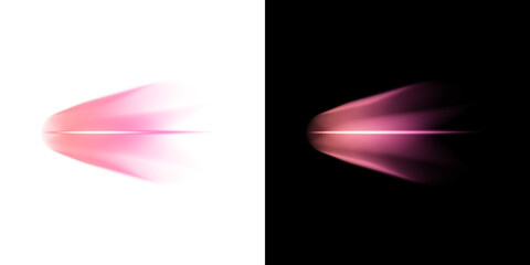 Pink speed light beam with transparent and black background
