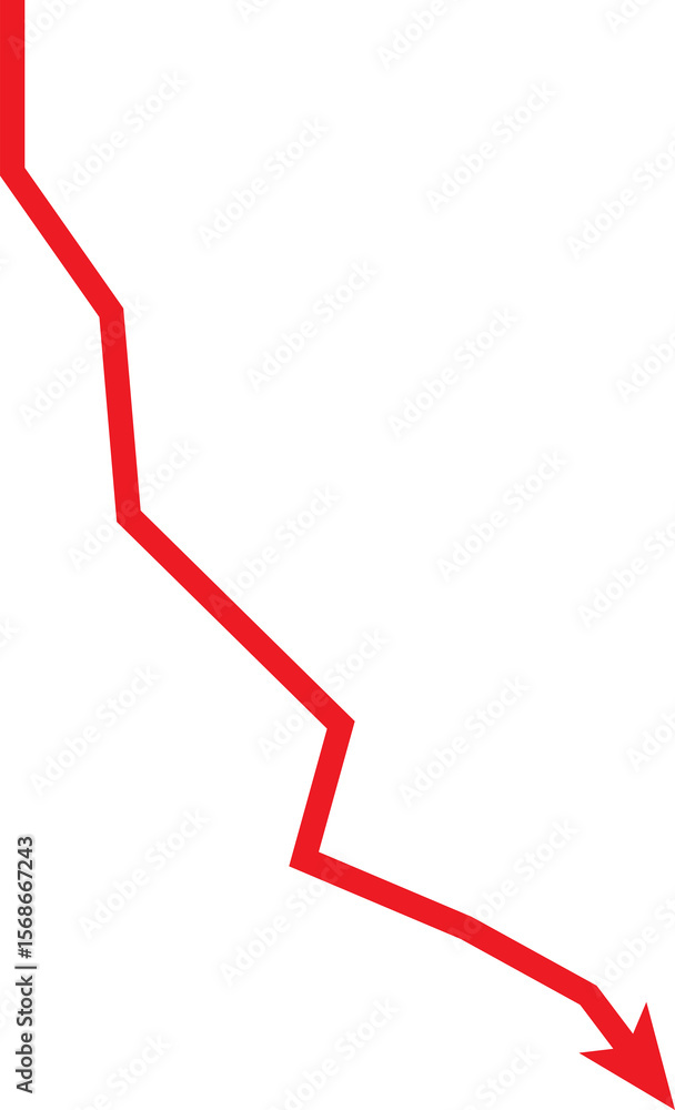 Poster a sharp red arrow pointing downwards indicating a steep decline or loss