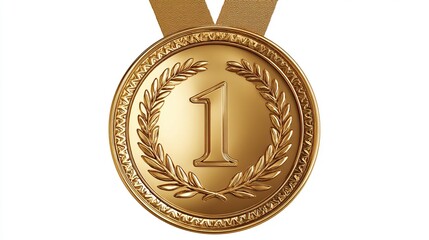 Gold medal with a large number one