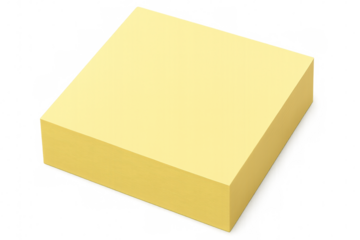 Yellow sticky note isolated on transparent background, waiting for personal message or quick reminder