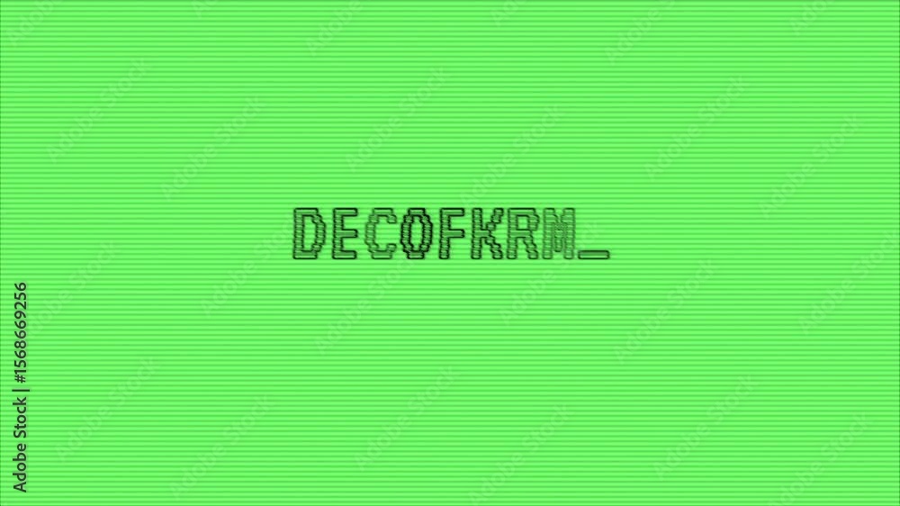 Poster technology word message animation on green background with texture distortions and glitch effect