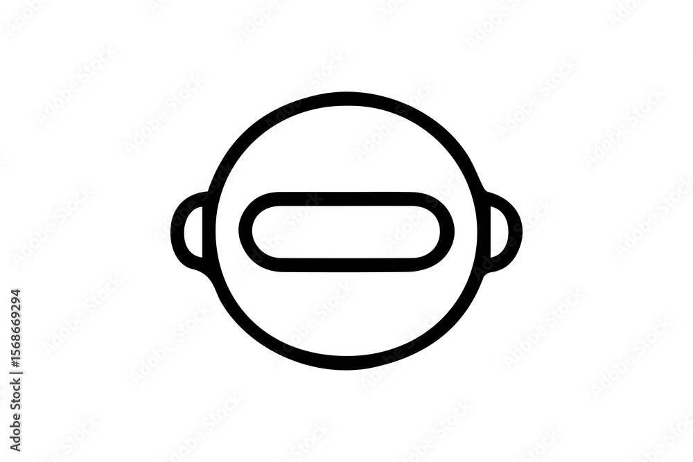 Poster this image shows a simple line-art icon of a robot head, centered against a white background. the ro