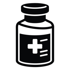 Monochromatic medical icon of a medicine bottle with a dropper