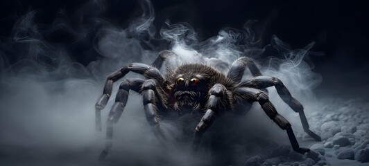 a light tarantula , coming out of the smoke , highly detailed,ai generative
