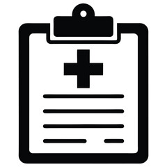 Clean black and white medical clipboard icon for healthcare and documentation