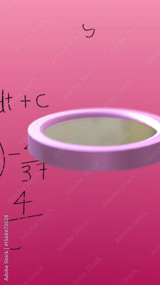 Aufkleber animation of magnifying glass over mathematical data processing