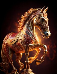 Portrait of an Intricately Carved and Painted Carousel Horse 3
