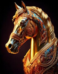 Portrait of an Intricately Carved and Painted Carousel Horse 4