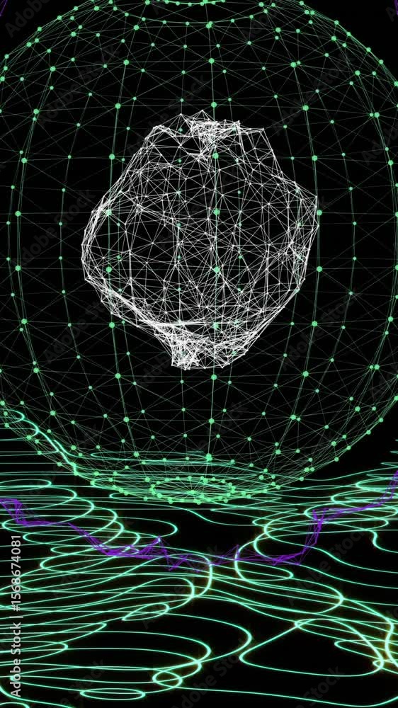 Poster animation of globe with network of connections on black background