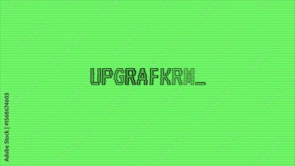 Poster technology word message animation on green background with texture distortions and glitch effect